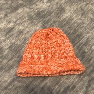 Orange and white beanie